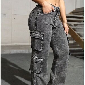 Flap Pocket Side Cargo Denim Jeans
